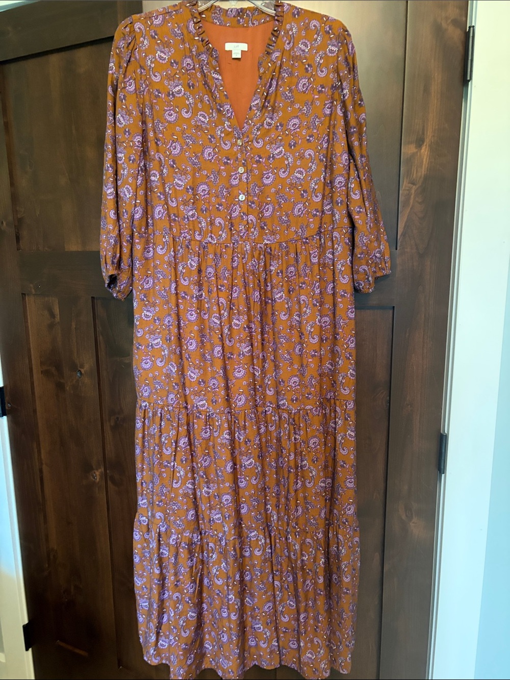 J. Jill Rust Maxi Dress with Lavender Paisley